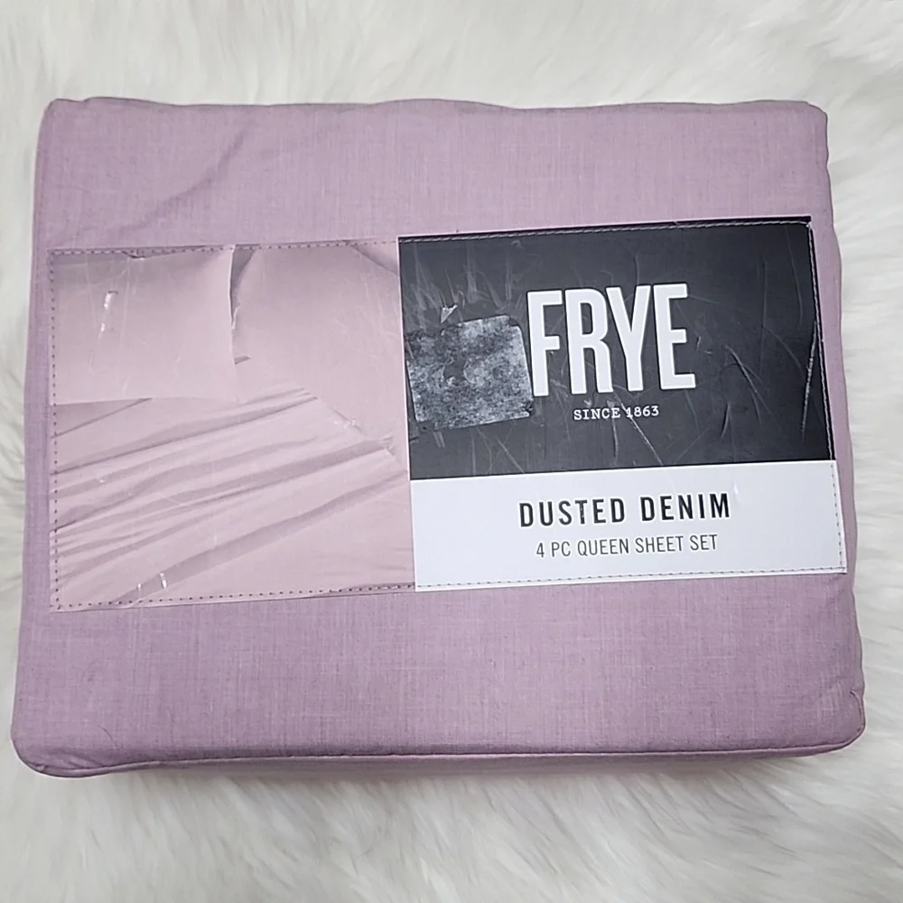 Frye Dusted Denim Extra Comfort Blend 4 Piece Queen Sheet Set - Soft Pink